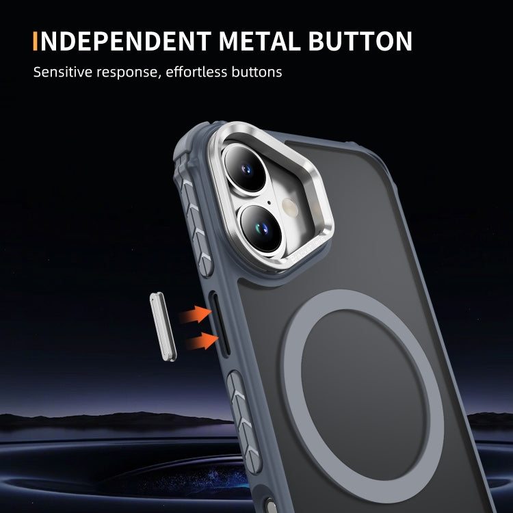 For iPhone 16 Plus Rainbow Series Skin Feel MagSafe Lens Holder Phone Case(Grey) - iPhone 16 Plus Cases by PMC TechLife | Online Shopping South Africa | PMC TechLife | Buy Now Pay Later Mobicred