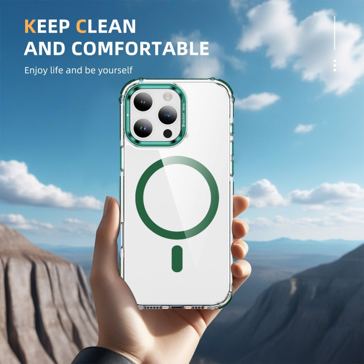 For iPhone 16 Pro Rainbow Series Transparent MagSafe Lens Holder Phone Case(Green) - iPhone 16 Pro Cases by PMC TechLife | Online Shopping South Africa | PMC TechLife | Buy Now Pay Later Mobicred