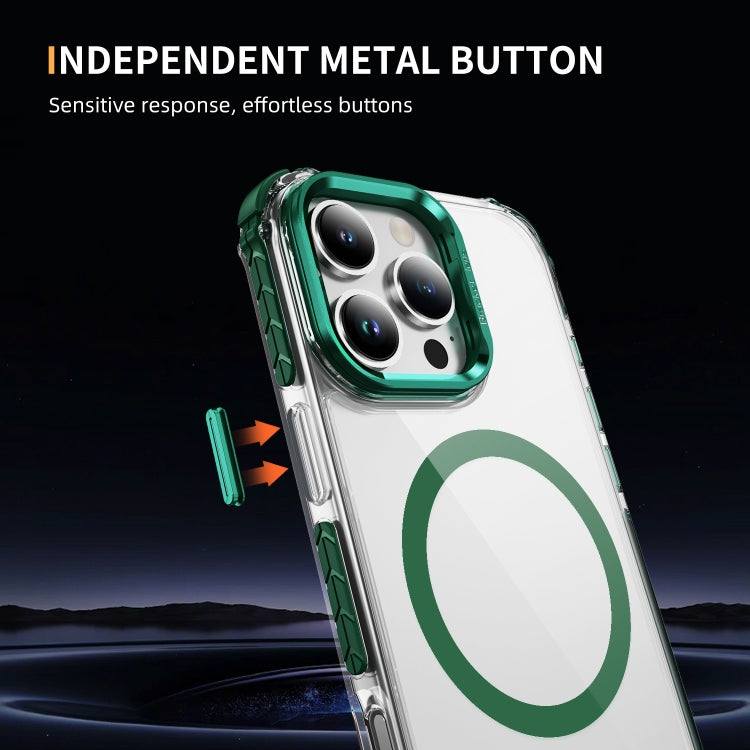 For iPhone 16 Pro Rainbow Series Transparent MagSafe Lens Holder Phone Case(Green) - iPhone 16 Pro Cases by PMC TechLife | Online Shopping South Africa | PMC TechLife | Buy Now Pay Later Mobicred