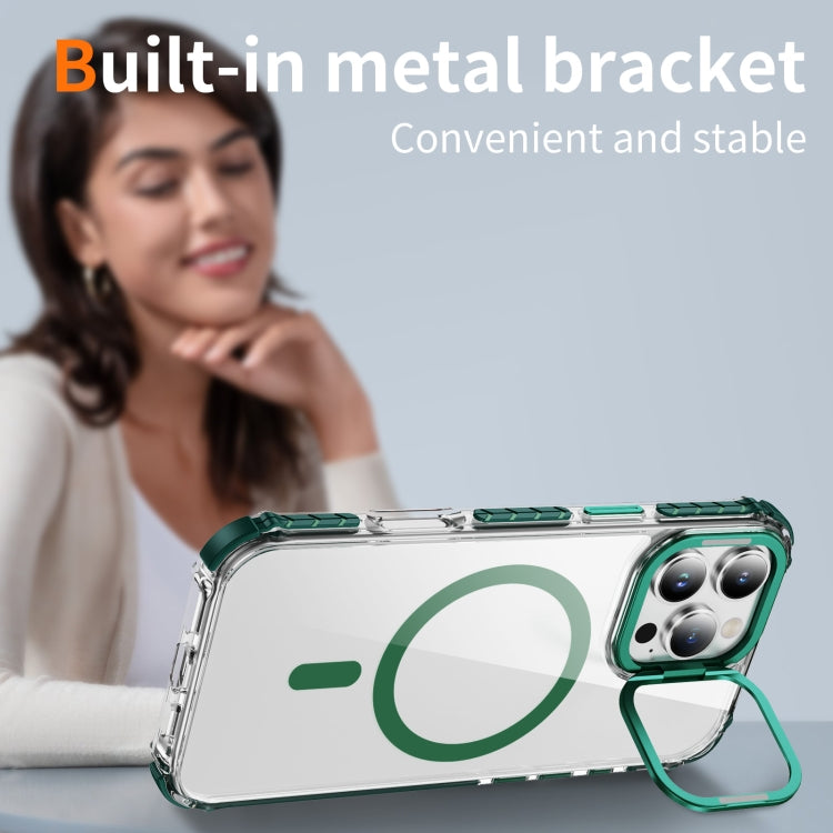For iPhone 16 Pro Rainbow Series Transparent MagSafe Lens Holder Phone Case(Green) - iPhone 16 Pro Cases by PMC TechLife | Online Shopping South Africa | PMC TechLife | Buy Now Pay Later Mobicred