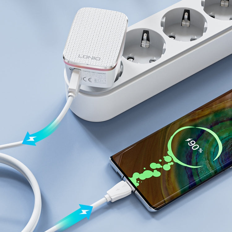 LDNIO A1204Q QC3.0 18W USB Fast Charger with 1m USB to Micro USB Cable, Plug Type:AU Plug(White Gold) - free shipping - PMC TechLife - Order now!