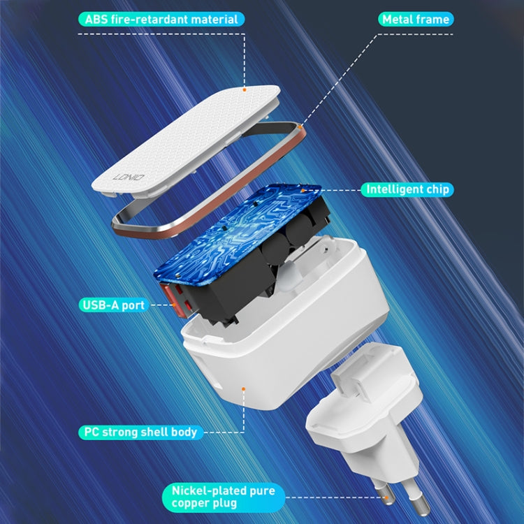LDNIO A1204Q QC3.0 18W USB Fast Charger with 1m USB to USB-C / Type-C Cable, Plug Type:US Plug(White Gold) - USB Charger by LDNIO | Online Shopping South Africa | PMC TechLife | Buy Now Pay Later Mobicred
