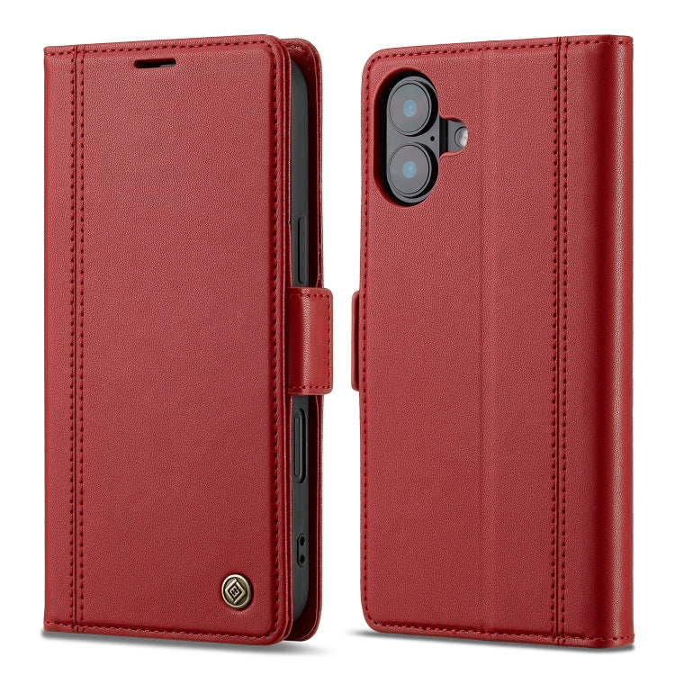 For iPhone 16 LC.IMEEKE Skin-friendly Card Slots Leather Phone Case(Red) - iPhone 16 Cases by LC.IMEEKE | Online Shopping South Africa | PMC Jewellery | Buy Now Pay Later Mobicred