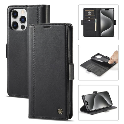 For iPhone 16 Pro LC.IMEEKE Skin-friendly Card Slots Leather Phone Case(Black) - iPhone 16 Pro Cases by LC.IMEEKE | Online Shopping South Africa | PMC Jewellery | Buy Now Pay Later Mobicred