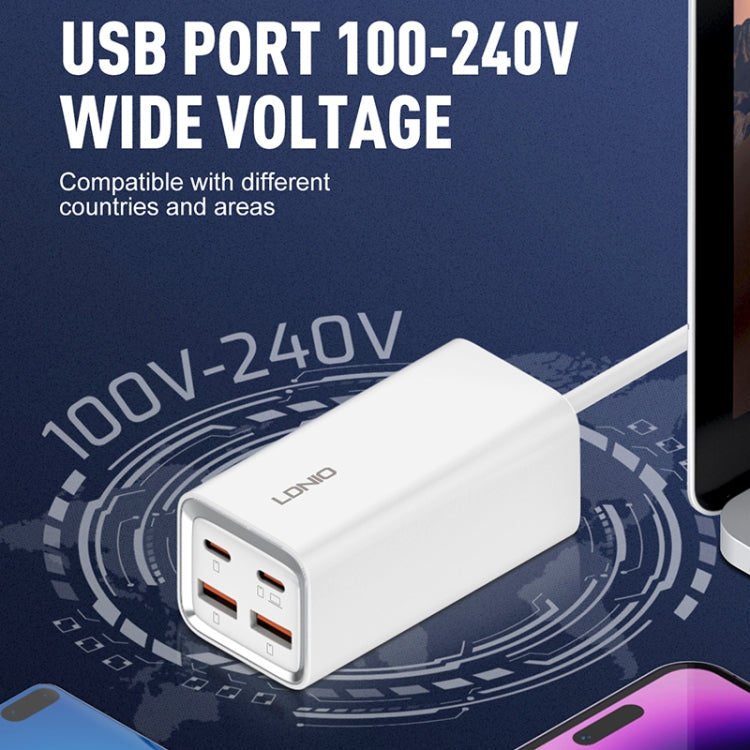 LDNIO A4610C PD65W Dual USB-C / Type-C + Dual USB Fast Charger, Cable Length: 1.5m, Plug Type:US Plug(White) - free shipping - PMC TechLife - Order now!