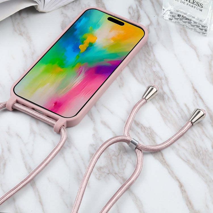 For iPhone 16 Plus Candy Colors TPU Protective Phone Case with Lanyard(Rose Gold) - iPhone 16 Plus Cases by PMC TechLife | Online Shopping South Africa | PMC TechLife | Buy Now Pay Later Mobicred