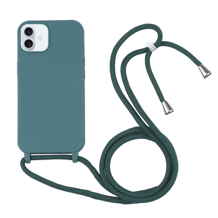 For iPhone 16 Plus Candy Colors TPU Protective Phone Case with Lanyard(Dark Green) - iPhone 16 Plus Cases by PMC Jewellery | Online Shopping South Africa | PMC Jewellery | Buy Now Pay Later Mobicred