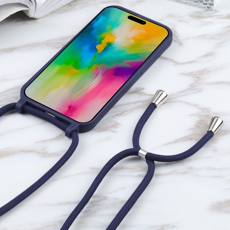 For iPhone 16 Candy Colors TPU Protective Phone Case with Lanyard(Dark Blue) - iPhone 16 Cases by PMC Jewellery | Online Shopping South Africa | PMC Jewellery | Buy Now Pay Later Mobicred