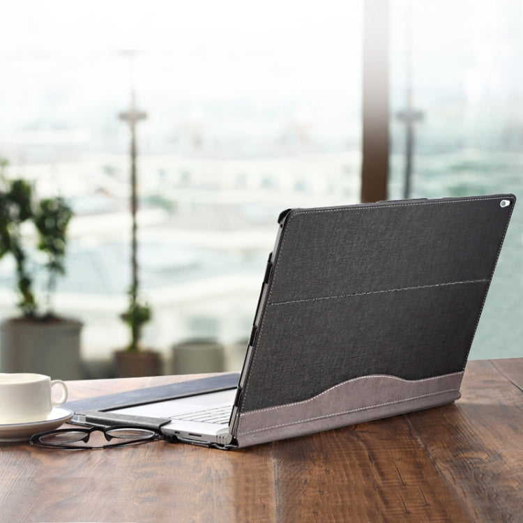 For Microsoft Surface Book 3 / 2 / 1 13.5 inch PU Leather Laptop Protective Case with Screen Stand(Black) - 13.3 inch by PMC Jewellery | Online Shopping South Africa | PMC Jewellery | Buy Now Pay Later Mobicred