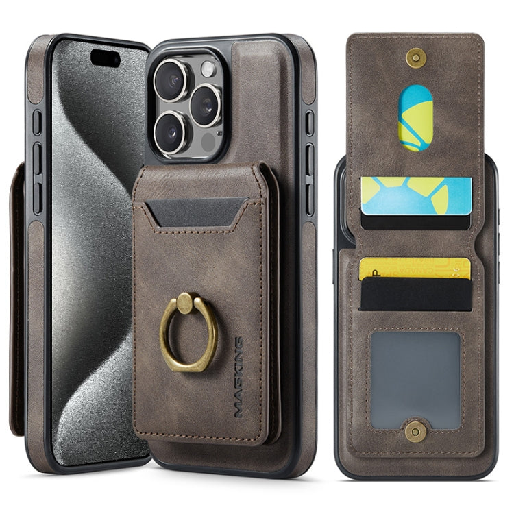 For iPhone 15 Pro MAGKING K1 MagSafe Detachable Wallet RFID Back Cover Phone Case(Coffee) - free shipping - PMC Jewellery - Order now!