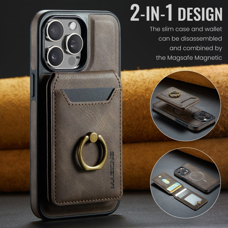 For iPhone 15 Pro MAGKING K1 MagSafe Detachable Wallet RFID Back Cover Phone Case(Coffee) - free shipping - PMC Jewellery - Order now!