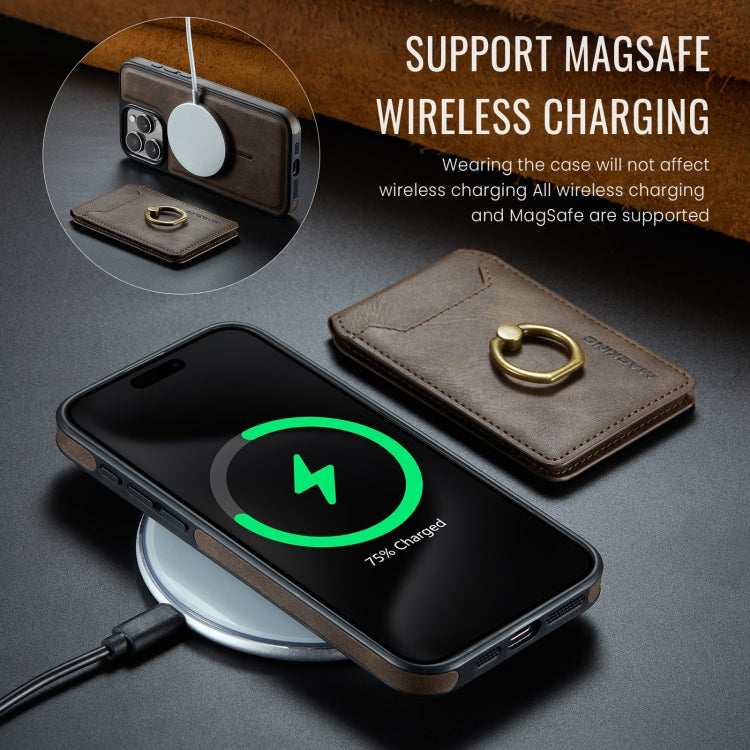 For iPhone 15 Pro MAGKING K1 MagSafe Detachable Wallet RFID Back Cover Phone Case(Coffee) - free shipping - PMC Jewellery - Order now!