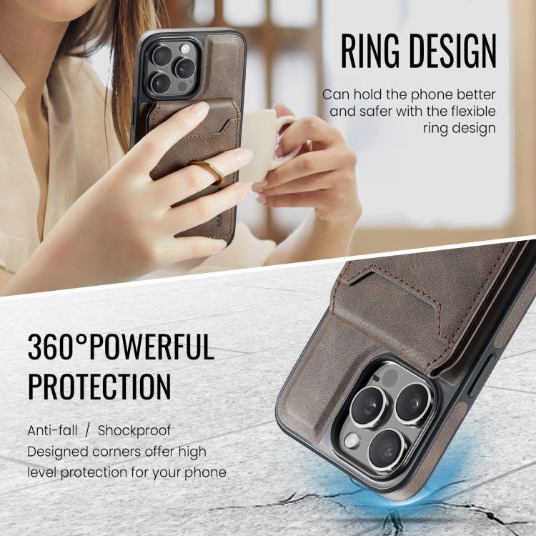For iPhone 15 Pro MAGKING K1 MagSafe Detachable Wallet RFID Back Cover Phone Case(Coffee) - free shipping - PMC Jewellery - Order now!
