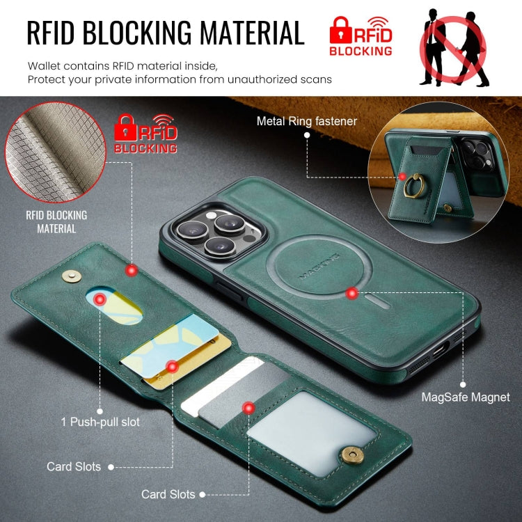 For iPhone 15 Plus DG.MING K1 MagSafe Detachable Wallet RFID Back Cover Phone Case(Green) - free shipping - PMC Jewellery - Order now!