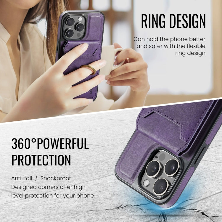 For iPhone 15 DG.MING K1 MagSafe Detachable Wallet RFID Back Cover Phone Case(Purple) - iPhone 15 Cases by DG.MING | Online Shopping South Africa | PMC Jewellery | Buy Now Pay Later Mobicred