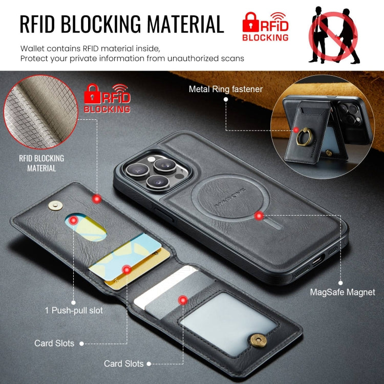 For iPhone 14 Plus DG.MING K1 MagSafe Detachable Wallet RFID Back Cover Phone Case(Black) - free shipping - PMC Jewellery - Order now!