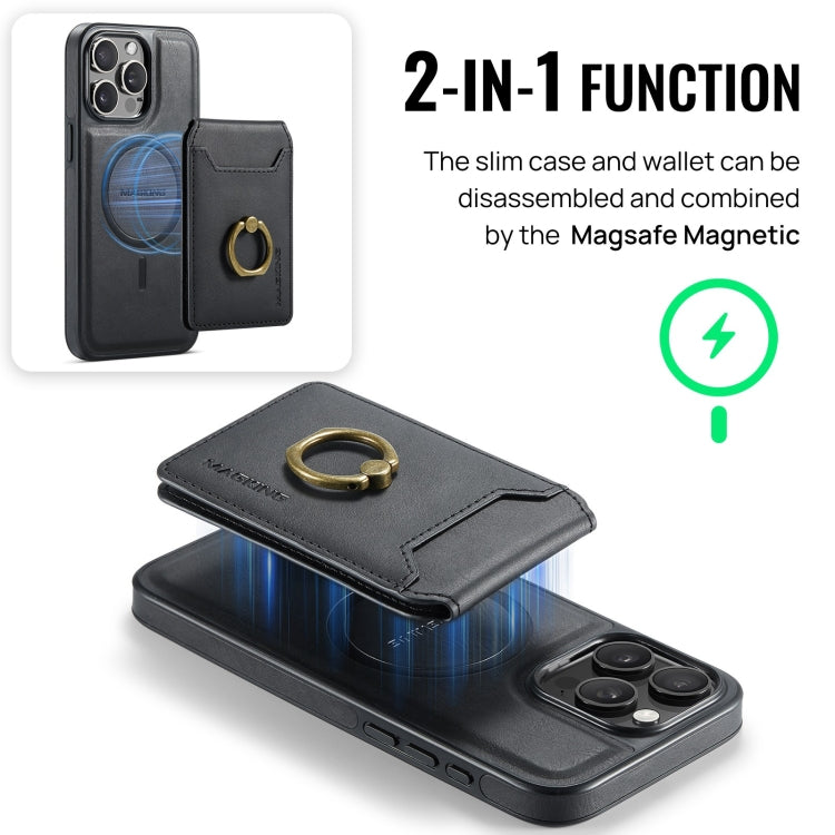 For iPhone 14 Plus DG.MING K1 MagSafe Detachable Wallet RFID Back Cover Phone Case(Black) - free shipping - PMC Jewellery - Order now!