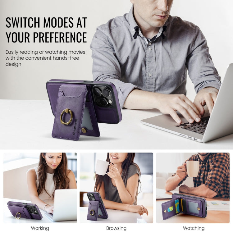 For iPhone 14 Plus DG.MING K1 MagSafe Detachable Wallet RFID Back Cover Phone Case(Purple) - free shipping - PMC Jewellery - Order now!