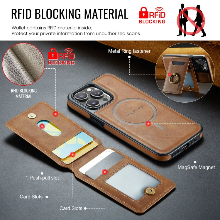 For iPhone 14 Plus DG.MING K1 MagSafe Detachable Wallet RFID Back Cover Phone Case(Brown) - free shipping - PMC Jewellery - Order now!