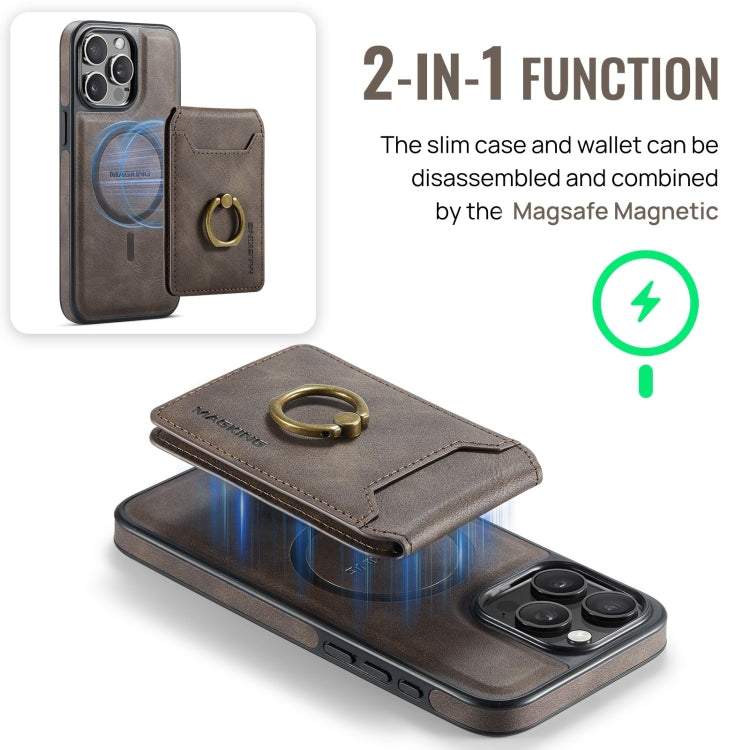 For iPhone 14 Pro Max DG.MING K1 MagSafe Detachable Wallet RFID Back Cover Phone Case(Coffee) - iPhone 14 Pro Max Cases by DG.MING | Online Shopping South Africa | PMC Jewellery | Buy Now Pay Later Mobicred