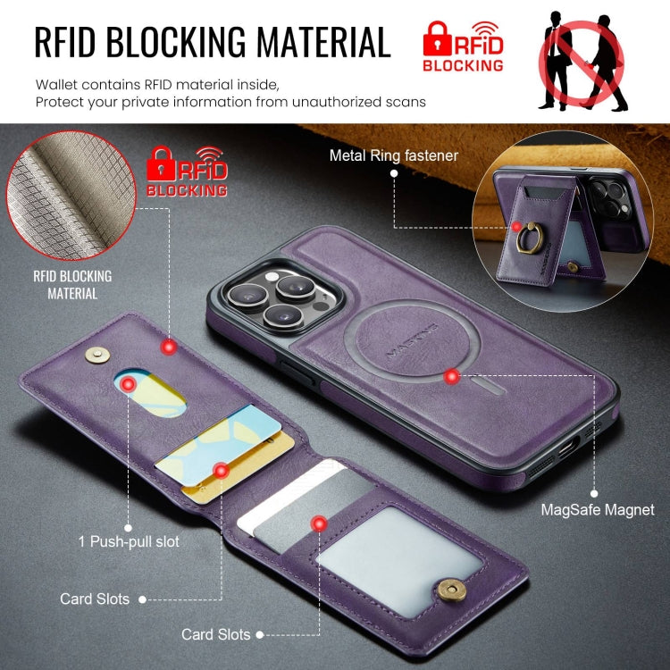 For iPhone 14 Pro Max DG.MING K1 MagSafe Detachable Wallet RFID Back Cover Phone Case(Purple) - free shipping - PMC Jewellery - Order now!