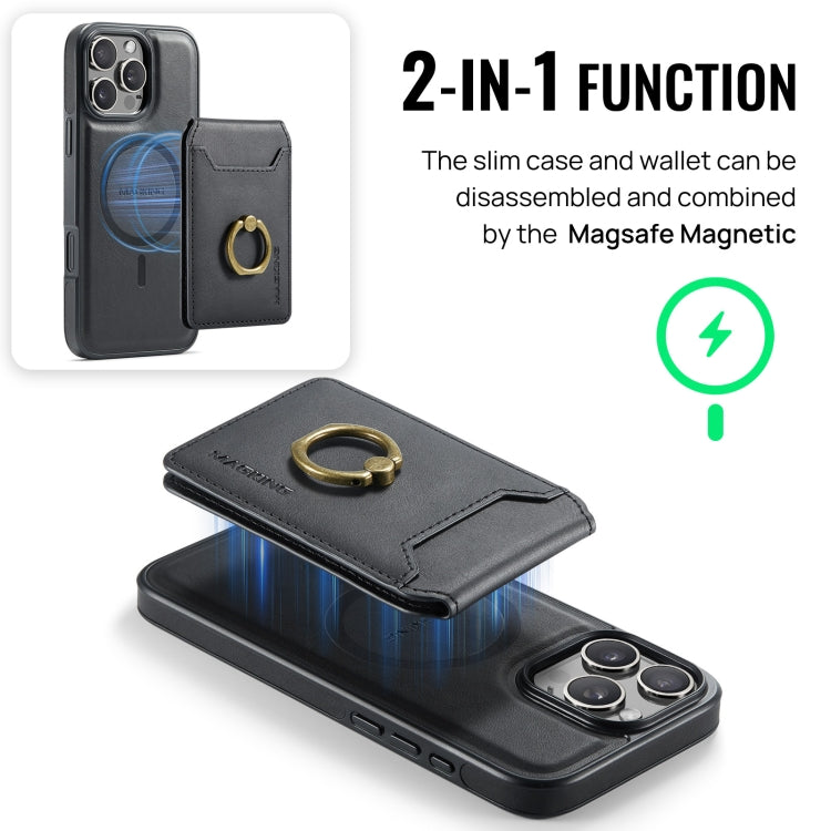 For iPhone 16 Pro Max MAGKING K1 MagSafe Detachable Wallet RFID Back Cover Phone Case(Black) - free shipping - PMC Jewellery - Order now!
