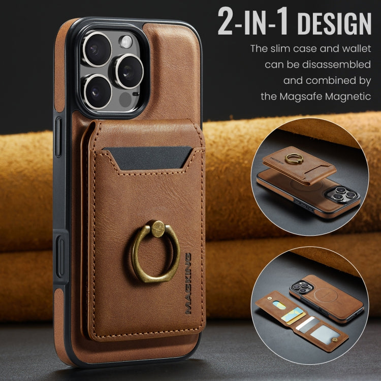 For iPhone 16 Pro Max DG.MING K1 MagSafe Detachable Wallet RFID Back Cover Phone Case(Brown) - free shipping - PMC Jewellery - Order now!