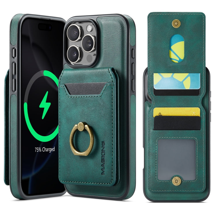 For iPhone 16 Pro Max MAGKING K1 MagSafe Detachable Wallet RFID Back Cover Phone Case(Green) - free shipping - PMC Jewellery - Order now!