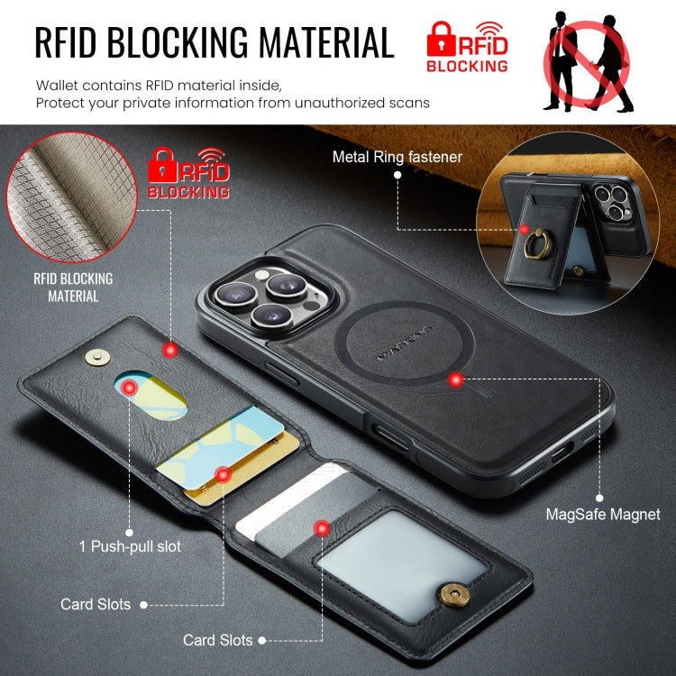 For iPhone 16 Pro DG.MING K1 MagSafe Detachable Wallet RFID Back Cover Phone Case(Black) - iPhone 16 Pro Cases by DG.MING | Online Shopping South Africa | PMC Jewellery | Buy Now Pay Later Mobicred