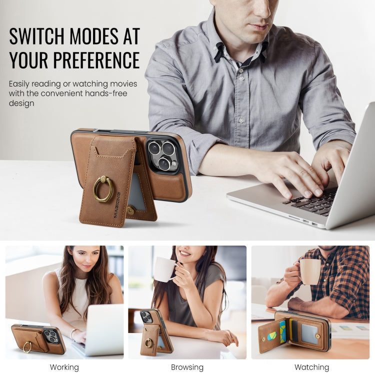 For iPhone 16 Pro MAGKING K1 MagSafe Detachable Wallet RFID Back Cover Phone Case(Brown) - free shipping - PMC Jewellery - Order now!