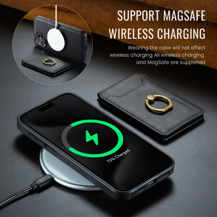 For iPhone 16 DG.MING K1 MagSafe Detachable Wallet RFID Back Cover Phone Case(Black) - free shipping - PMC Jewellery - Order now!