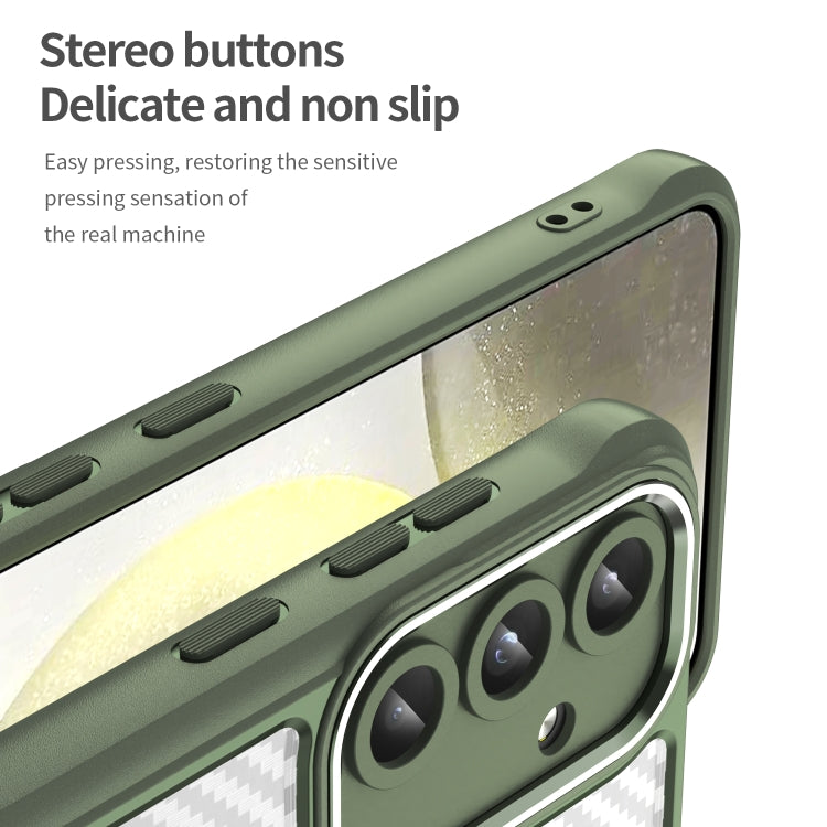 For Samsung Galaxy S25 5G Carbon Fiber Texture MagSafe Translucent Phone Case(Green) - Galaxy S25 5G Cases by PMC Jewellery | Online Shopping South Africa | PMC Jewellery | Buy Now Pay Later Mobicred