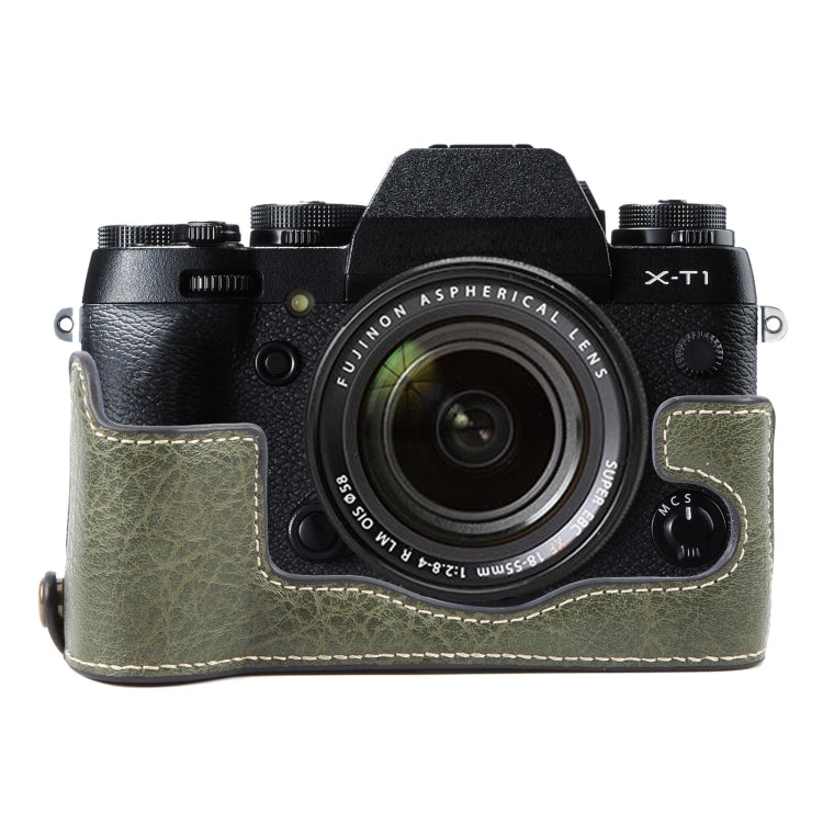 For FUJIFILM X-T1 Buffalo Texture PU Leather Camera Half Case Base(Green) - Half Case by PMC TechLife | Online Shopping South Africa | PMC TechLife | Buy Now Pay Later Mobicred