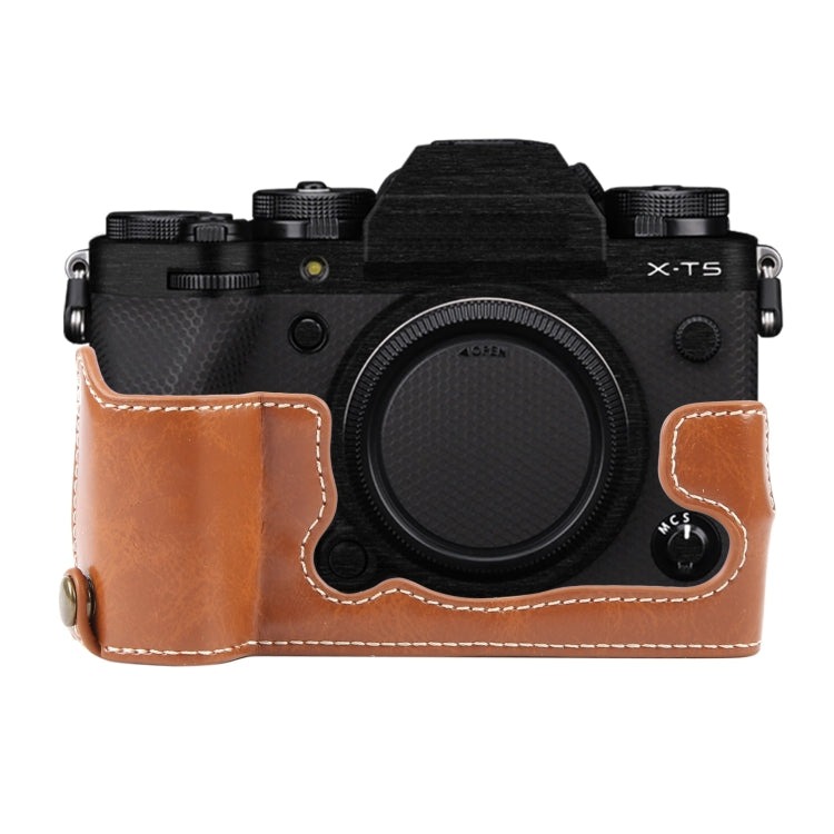 For FUJIFILM X-T5 Glossy PU Leather Camera Half Case Base(Brown) - Half Case by PMC TechLife | Online Shopping South Africa | PMC TechLife | Buy Now Pay Later Mobicred