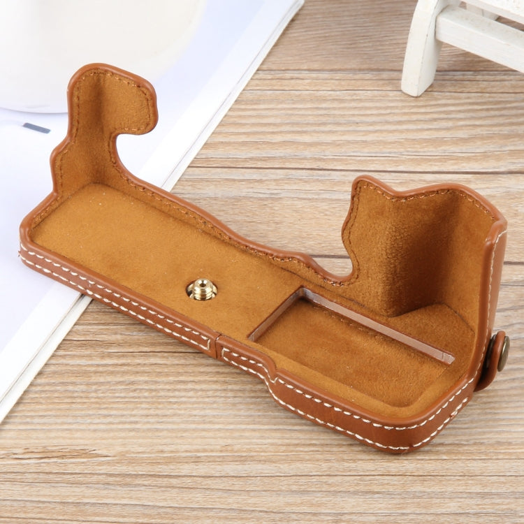 For FUJIFILM X-T5 Glossy PU Leather Camera Half Case Base(Brown) - Half Case by PMC TechLife | Online Shopping South Africa | PMC TechLife | Buy Now Pay Later Mobicred