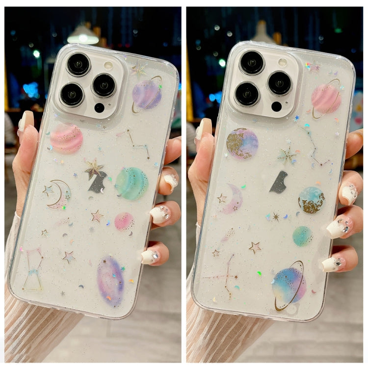 For iPhone 16 Pro Max Cosmic Star Glitter Epoxy TPU Phone Case(Transparent Purple) - iPhone 16 Pro Max Cases by PMC TechLife | Online Shopping South Africa | PMC TechLife | Buy Now Pay Later Mobicred