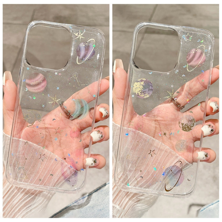For iPhone 16 Pro Cosmic Star Glitter Epoxy TPU Phone Case(Transparent Pink) - iPhone 16 Pro Cases by PMC TechLife | Online Shopping South Africa | PMC TechLife | Buy Now Pay Later Mobicred