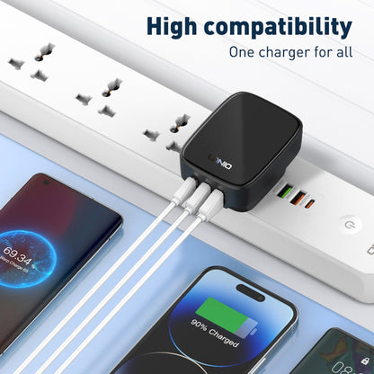 LDNIO Q334 32W Type-C + Dual USB Port Charger with 1m 8 Pin Data Cable, Plug Type:EU Plug(Black) - USB Charger by LDNIO | Online Shopping South Africa | PMC Jewellery | Buy Now Pay Later Mobicred