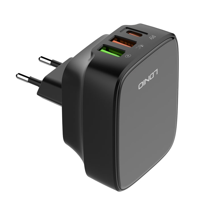 LDNIO Q334 32W Type-C + Dual USB Port Charger with 1m USB-C / Type-C to USB-C / Type-C Data Cable, Plug Type:EU Plug(Black) - USB Charger by LDNIO | Online Shopping South Africa | PMC Jewellery | Buy Now Pay Later Mobicred