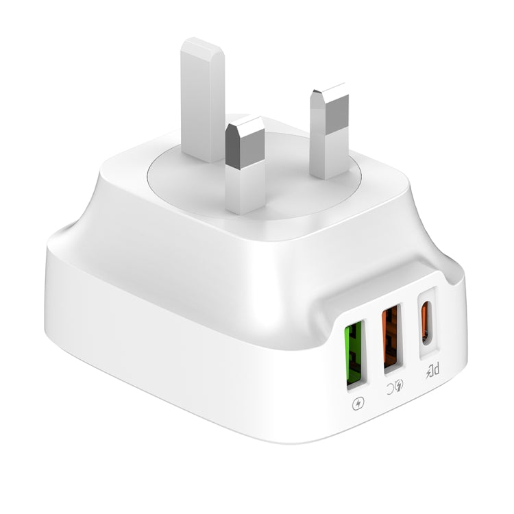 LDNIO Q334 32W Type-C + Dual USB Port Charger with 1m USB-C / Type-C to USB-C / Type-C Data Cable, Plug Type:UK Plug(White) - USB Charger by LDNIO | Online Shopping South Africa | PMC Jewellery | Buy Now Pay Later Mobicred