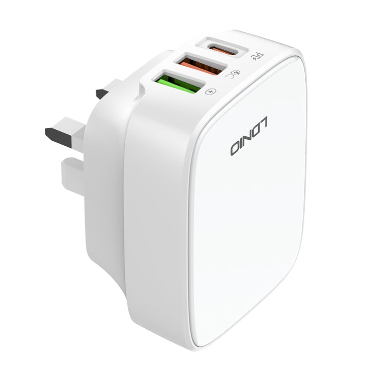LDNIO Q334 32W Type-C + Dual USB Port Charger with 1m USB-C / Type-C to USB-C / Type-C Data Cable, Plug Type:UK Plug(White) - free shipping - PMC Jewellery - Order now!