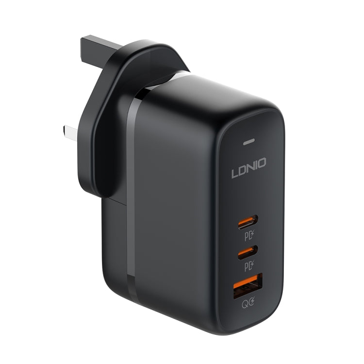 LDNIO Q366 65W USB + Dual Type-C Port Charger with 1m USB-C / Type-C to USB-C / Type-C Data Cable, Plug Type:UK Plug(Black) - free shipping - PMC Jewellery - Order now!