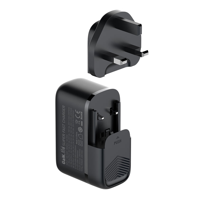 LDNIO Q366 65W USB + Dual Type-C Port Charger with 1m USB-C / Type-C to USB-C / Type-C Data Cable, Plug Type:UK Plug(Black) - free shipping - PMC Jewellery - Order now!
