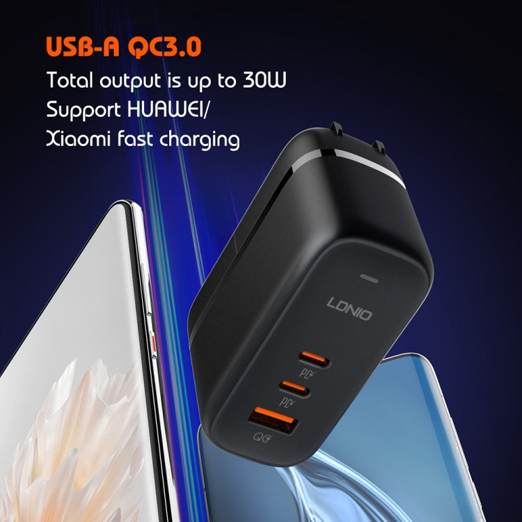 LDNIO Q366 65W USB + Dual Type-C Port Charger with 1m USB-C / Type-C to USB-C / Type-C Data Cable, Plug Type:UK Plug(Black) - free shipping - PMC Jewellery - Order now!