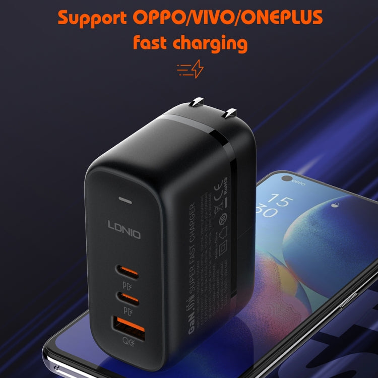 LDNIO Q366 65W USB + Dual Type-C Port Charger with 1m USB-C / Type-C to USB-C / Type-C Data Cable, Plug Type:EU Plug(Black) - free shipping - PMC Jewellery - Order now!