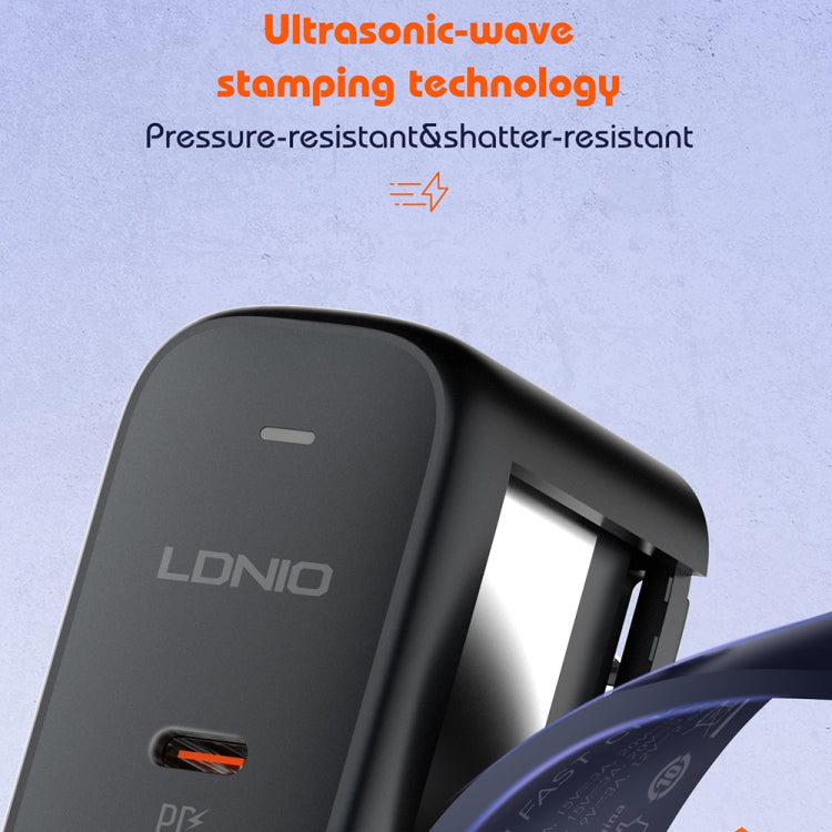 LDNIO Q366 65W USB + Dual Type-C Port Charger with 1m USB-C / Type-C to USB-C / Type-C Data Cable, Plug Type:EU Plug(Black) - free shipping - PMC Jewellery - Order now!