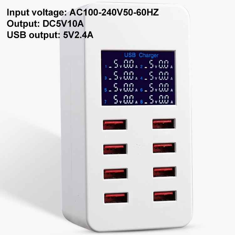 A8B 50W 8 Ports USB Smart Charging Station with Digital Display, Plug:UK Plug - Multifunction Charger by PMC Jewellery | Online Shopping South Africa | PMC Jewellery | Buy Now Pay Later Mobicred