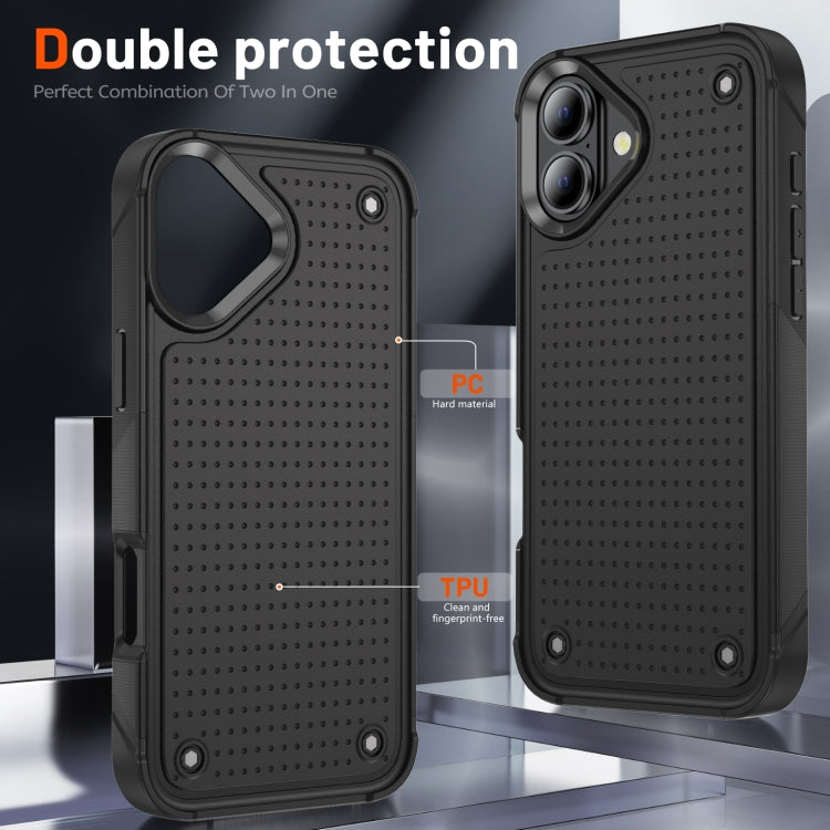 For iPhone 16 Plus PC + TPU Shockproof Protective Phone Case(Black+Black) - iPhone 16 Plus Cases by PMC Jewellery | Online Shopping South Africa | PMC Jewellery | Buy Now Pay Later Mobicred