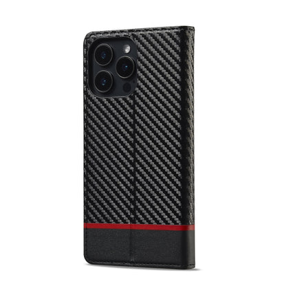 For iPhone 16 Pro Max LC.IMEEKE Carbon Fiber Leather Phone Case(Horizontal Black) - iPhone 16 Pro Max Cases by LC.IMEEKE | Online Shopping South Africa | PMC Jewellery | Buy Now Pay Later Mobicred