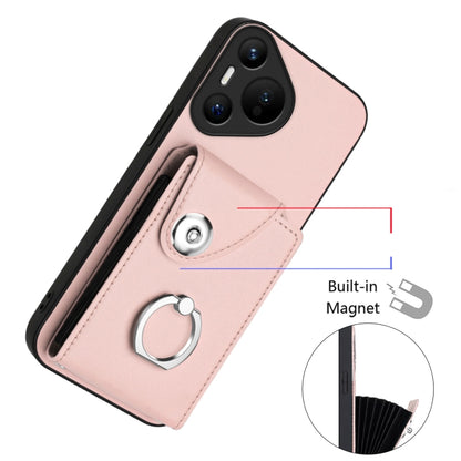 For Huawei Pura 70 Organ Card Bag Ring Holder Phone Case(Pink) - Huawei Cases by PMC Jewellery | Online Shopping South Africa | PMC Jewellery | Buy Now Pay Later Mobicred